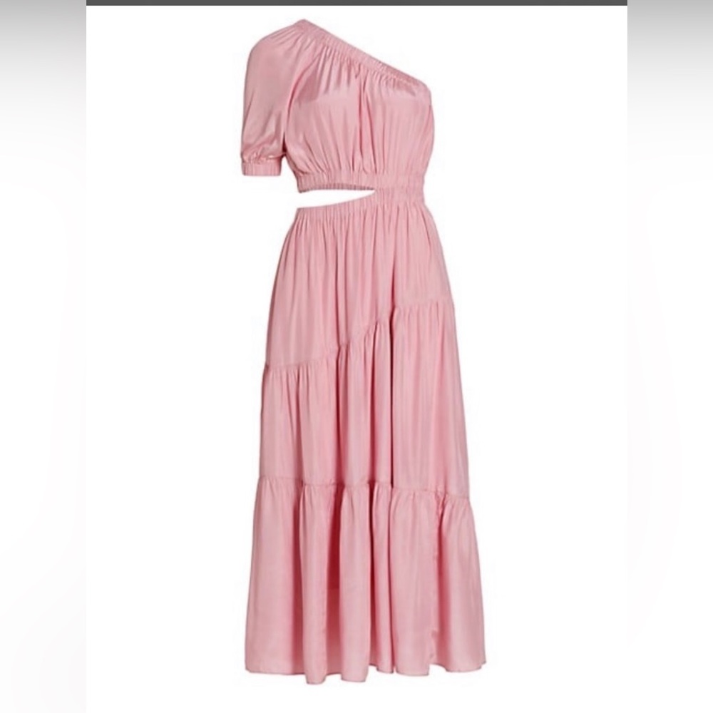 Moon River NWT pink one shoulder cut out midi-dress - Picture 2 of 6